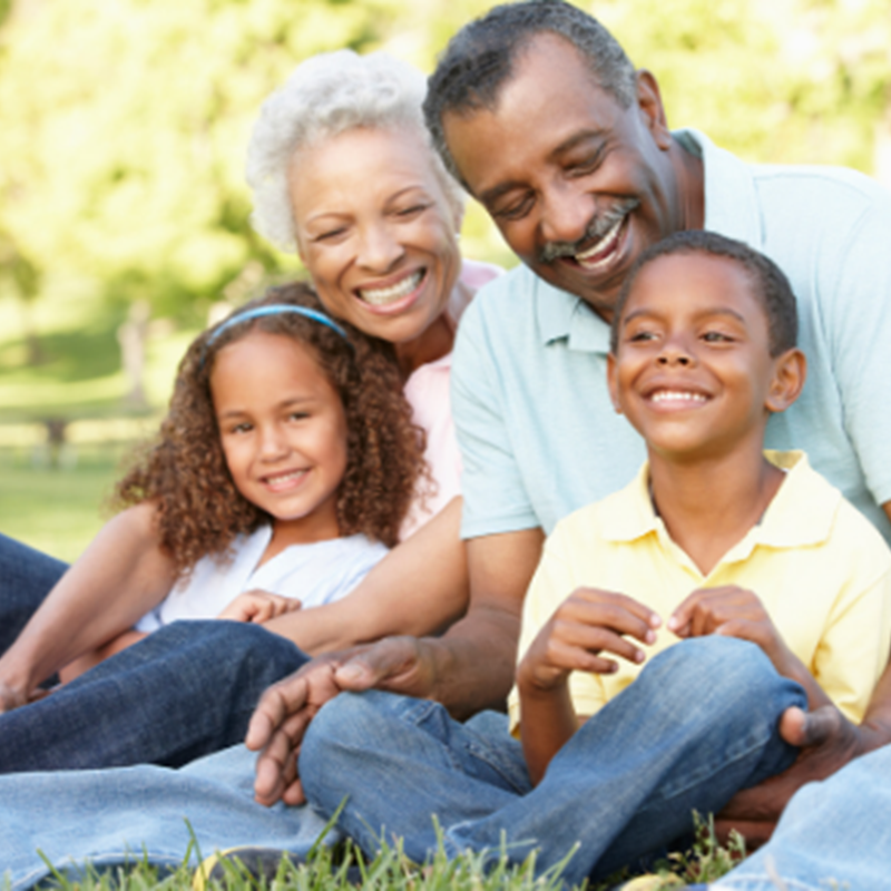 grandfamily sitting on lawn